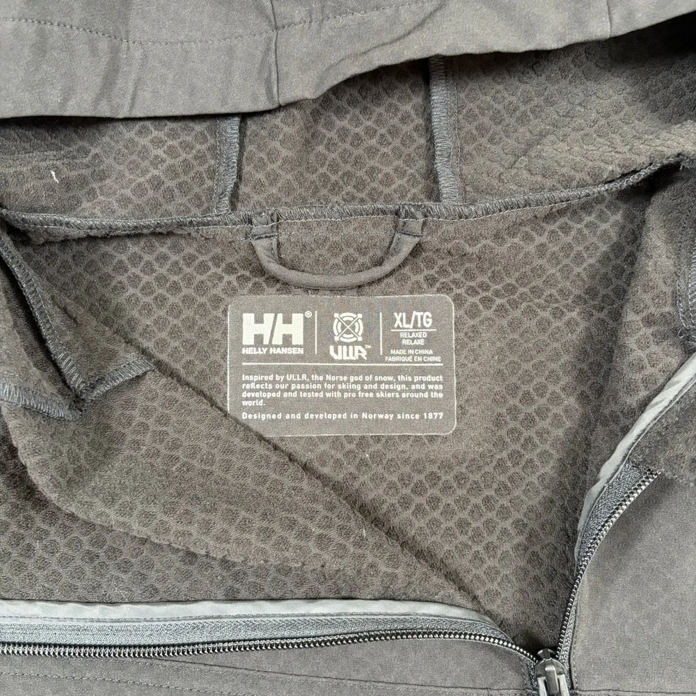 Helly Hansen ULLR D Shield Hoodie Size XL Tech Softshell 1/4 Ski Jacket Black